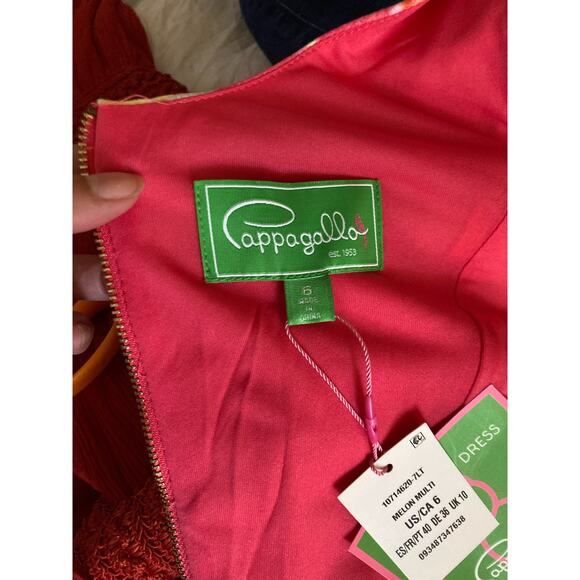 Pappagallo Women's Dress Size 6  Melon Multicolored Sleeveless NWT - Picture 8 of 10